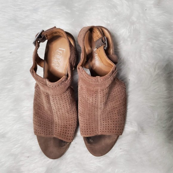 Franco Sarto Womens Harlet 2 Dress Sandals Suede Perforated Taupe, 9 - Picture 3 of 9